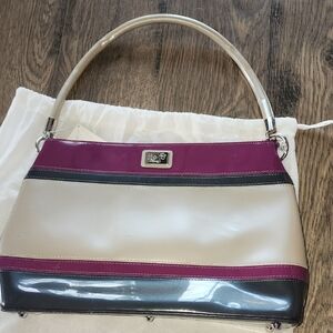 Beijo Satchel in Purple, Cream, and Black